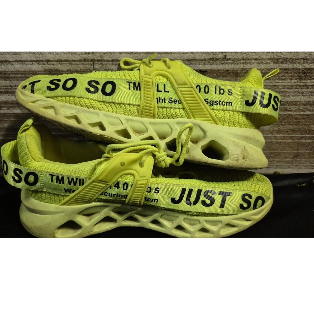 Just So So Mens Blade Running Shoes Neon Yellow Mesh Athletic Sneakers Size 39
